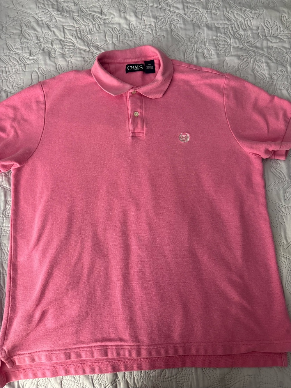 Chaps Men's Pink Polo with Embroidered Crest